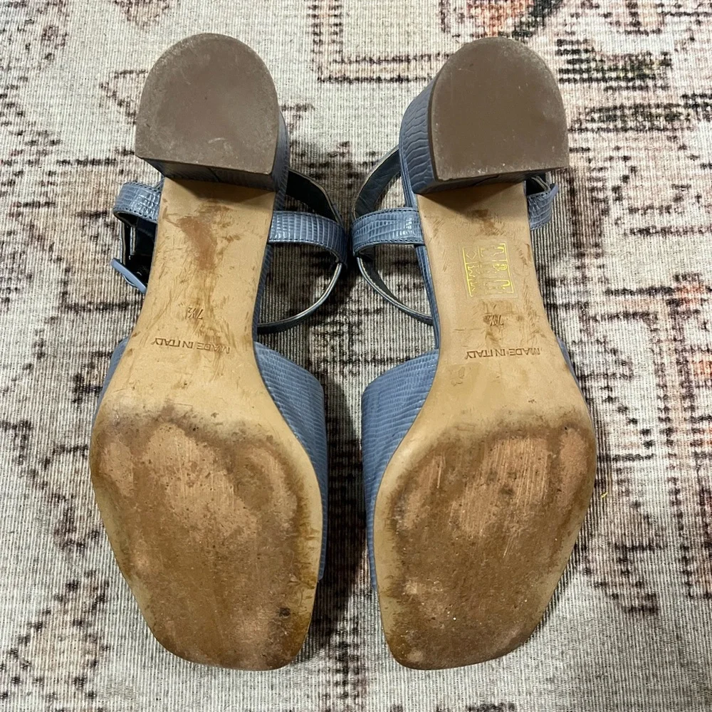 Everlane Blue Textured Block Heel Sandals - Picture 4 of 5